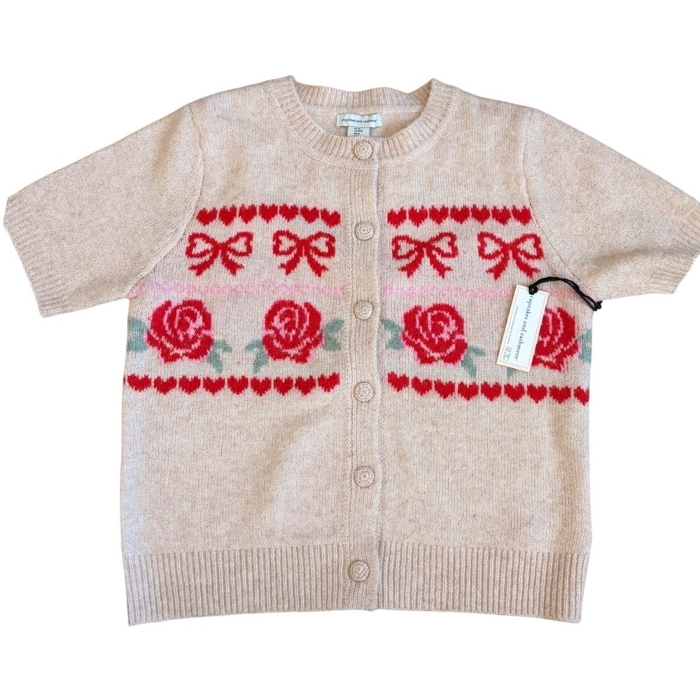 Cupcakes Cashmere Soft Romantic Cardigan M Heart Rose Coquette Cottagecore
